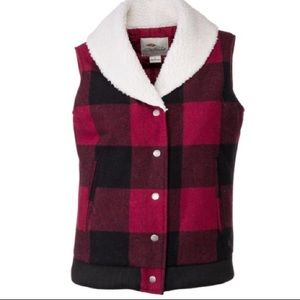 Wool Sherpa-Trim Plaid Vest